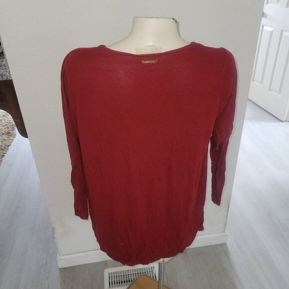 MICHEAL KORS Designer Red Layered L 3/4 Sleeve Blouse Contemporary Mature Career - Picture 6 of 6